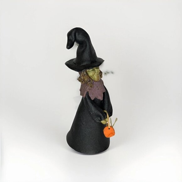 Vintage D. Hayes Pottery Witch Pumpkin Figurine 8" 1970s Textured Halloween Deco - Picture 2 of 8